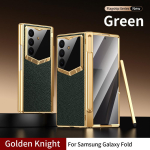 Luksuslik Nahast Kuldse &Auml;&auml;risega &Uuml;mbris Samsung Z Fold8 Ultra Galaxy Z Fold 7 6 jaoks Styluse ja Eesmise Klaasi Kaitsekattega Galaxy Z Fold 8 Ultra kuld