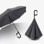 T&auml;isautomaatne k&auml;ed-vabad tagurpidi vihmavari helkurribadega, v&auml;rske stiil, suur sirge varrega tagurpidi vihmavari autodele, v&auml;rviga sobiv tagurpidi [Black Handle] Dark Gray hall v&auml;rv/must