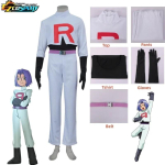Anime cosplay kost&uuml;&uuml;m t&auml;iskasvanule meeskond rakett jessie musashi james kojirou halloween cosplay kost&uuml;&uuml;m t&auml;ielik komplekt kost&uuml;&uuml;m S sinine
