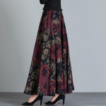 Naiste s&uuml;giskleit taskuseelik k&otilde;rge v&ouml;&ouml;koht vintage lilleprindiga elastne v&ouml;&ouml;koht elegantne midi seelikud 3XL gray