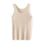 Naiste 100% puhas ka&scaron;miir kootud camisole vest - Kevad/Suvi Slim Fit &uuml;mmarguse kaelusega pullover Large