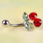 Ilus Rhinestone Red Cherry Naba Naba Kangi Ring Keha augustamine