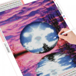 5D-teemantmaali maastik t&auml;isringi pilt kivist teemanttikandiga teemandist 20X30