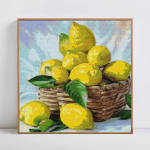 Teemantmaaling T&auml;is&uuml;mmargune puuvili Lemon Teemanttikandid Ristpistes Teemant 30x30CM