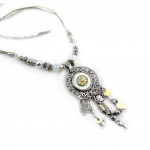 Les Tr&eacute;sors De Lily [E6688] - Collier Cr&eacute;ateur 'Colombine' Blanc Argent&eacute; valge