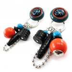 NOA [J3147] - Dormeuses Cr&eacute;ateur 'Pimprenelle' noir orange turquoise mitmev&auml;rviline