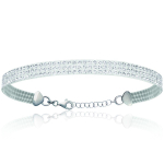 Les Tr&eacute;sors De Lily [M7325] - Bracelet Argent 'Sissi' blanc cristal - 19 cm 6 mm valge