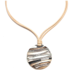 Les Tr&eacute;sors De Lily [Q8782] - Collier Cr&eacute;ateur 'Acapulco' taupe beige argent&eacute; - 45 mm beež