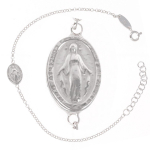 Les Tr&eacute;sors De Lily [Q8914] - Bracelet argent 'Vierge Marie' argent&eacute; (rhodi&eacute;) - 10x7 mm h&otilde;be