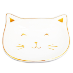 Les Tr&eacute;sors De Lily [Q9977] - Coupelle vide poches c&eacute;ramique 'Chats' blanc dor&eacute; - 13. 5x12x3 cm kuld