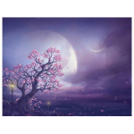 T&auml;ielik &uuml;mmargune 5D DIY teemantmaaling Sakura Tree Moon maastik Teemanttikandid 20X30CM