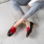 Naiste kevad-s&uuml;gis Cowquare Heel Pumps Elegantsed peokingad Nahast kingad 34 punane