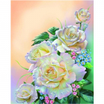 5D Teemantmaaling Valged Lilled Teemanttikandid Ristpistes Kodukaunistus K&auml;sitsi valmistatud kingitused Round 20x30cm