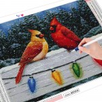 5D DIY Teemantmaal lind t&auml;isruudukujuline k&auml;sit&ouml;&ouml; kunst teemanttikandid loom mosaiik talvine n&auml;put&ouml;&ouml; j&otilde;ulukink Full Round (20X30CM)