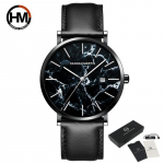 Meeste nahast kvartskalender k&auml;ekell, must marmorist v&otilde;rguga &uuml;li&otilde;huke veekindel &auml;rikell meestele