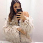 Kohevad kunstkarusnahast mantlid Naiste talvesoojad elegantsed lahtised &otilde;htused &ouml;&ouml;klubi Velvet Parka mantlid L beež
