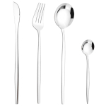 L&auml;&auml;ne 4 tk kullast s&ouml;&ouml;gin&otilde;ude komplekt nuga kahvel kohvilusikas s&ouml;&ouml;giriistad roostevabast terasest lauan&otilde;ud Kiecheni h&otilde;ben&otilde;ud h&otilde;be