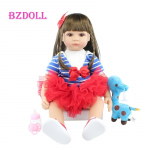 BZDOLL 60 cm Reborn v&auml;ikelapse nuku riidest keha, 24-tolline pehme vin&uuml;&uuml;list j&auml;semed Printsessinukud t&uuml;drukutele s&uuml;nnip&auml;evakingitus lapse m&auml;ngumaja m&auml;nguasi Girl-2