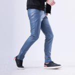 &Otilde;hukesed nahast p&uuml;ksid Meeste motop&uuml;ksid Kevadsuvi Mood V&auml;rv Elastne Slim Fit PU p&uuml;ksid Tuulekindlad Veekindlad Meeste P&uuml;ksid 28 sinine
