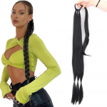 MISS WIG s&uuml;nteetilisest kiust punutud hobusesaba m&auml;his looduslike juuksepikenduste &uuml;mber kummipaelaga mustade blondide pruunide punutistega 85 cm