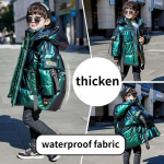 Laste puuvillased udupehmendusega riided fliis soojad talvised keskmise pikkusega puuvillased lasteriided 130cm roheline