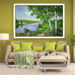 5D isetehtud teemantmaal, maastiku ristpistes komplekt, t&auml;isteemanttikandid mosaiikkunst Pilt kividest kaunistus kingitus Full Round 20x30cm