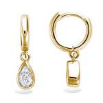 Les Tr&eacute;sors De Lily [R5147] - kullatud r&otilde;ngask&otilde;rvar&otilde;ngad  Sissi  valgest kullast - 8 mm - 6x4 mm valge