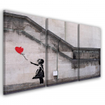 Kolmeosalise pildiga l&otilde;uenditr&uuml;kk Banksy Balloon Girl 60x40 hall v&auml;rv