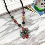 Kaelakee helmed, pika vintage Boho k&ouml;iega kett, kivist ripatsid, boheemlased, etnilised naised