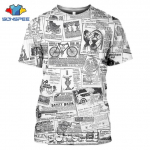 Vanad ajalehe T-s&auml;rgid 3D-printimine Mehed Naised vabaaja mood Hip-hop Naljakas l&uuml;hikeste varrukatega t&auml;navar&otilde;ivad Vintage topss&auml;rk XXXL