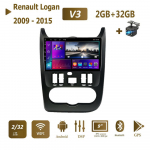 Android 2 Din raadio auto multimeedia automaatraadio Renault Logan 1 Sandero Dacia Duster 2009&ndash;2015 Carplay multimeedia GPS-navigatsiooni jaoks 2+32 GB 2+32GB must