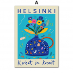 P&otilde;hjamaade plakatid ja v&auml;ljatr&uuml;kid Abstraktsed v&auml;rvilised lillevaasid Vintage seinakunst L&otilde;uendimaalid Seinapildid elutoa sisekujunduseks A4 21x30cm No Frame