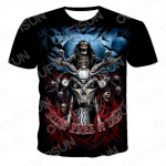 Suvine Skeleton Mootorratas Meeste 3D T-s&auml;rgid O-kaelusega Vintage Riided T&auml;navar&otilde;ivad Lahtised l&uuml;hikeste varrukatega T-s&auml;rgid Topid Punk Skulls T-s&auml;rgid XS