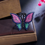 CMM Ehted Muudetava suurusega paksud punased, rohelised kuupmeetrist tsirkooniumoksiidist sillutatud luksuslikud suure liblikaga naiste peo kihlas&otilde;rmused Adjustable mitmev&auml;rviline