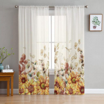 P&auml;evalilled Puitplaadid L&auml;bipaistev kardin elutuppa Voile aknakardinate jaoks Magamistoa t&uuml;llkardinad K&ouml;&ouml;k Cortinas esikukardinad 1 PCS W100XH250cm