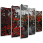 Viieosaline pildil&otilde;uenditr&uuml;kk Garden Japan Red 100x70 hall v&auml;rv