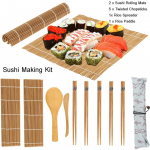 9 tk / komplekt rullimismatid riisipuistur, s&ouml;&ouml;gipulgad, bambusest sushi valmistamise komplekt