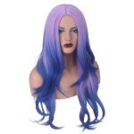Anime 75cm uus lilla sinine ombre parukas, pikad lainelised s&uuml;nteetilised juuksed Halloweeni kost&uuml;&uuml;m Cosplay parukad naistele k&otilde;rge temperatuuriga kiust 72-75cm lilla