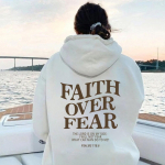 Faith Over Fear Christian Hoodie Christian dressipluus Jeesus Trendikas kapuuts Piiblisalmi s&auml;rk Unisex Esteetilised r&otilde;ivad M