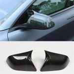 Car Rearview Mirror Cover Side for Tesla Model Y - Car rearview mirror cover ABS 2pcs/set model Carbon Fiber Style