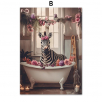 Naljakas vannitoahuumor Sebra kaelkirjak L&otilde;vi siga Koer Kass Veis Pingviin &Ouml;&ouml;kull Sein Kodukaunistus Tualettplakat Art Print L&otilde;uendimaal 60x90cm No Framed