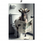 Naljakas vannitoahuumor Seinakaunistus Panda Kits Kana istub WC-s ja luges ajalehte Plakat Kunsttr&uuml;kk L&otilde;uendimaal A4 21X30cm No Framed