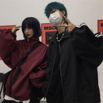 Suure suurusega jope Naiste stiil Trendikas Harajuku p&auml;ikesekindel Korea tuulejope jakk Mantel T&otilde;mblukuga T&auml;navar&otilde;ivad Kevadmantel L must