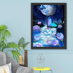 5D DIY teemantmaali lootose ja liblikaga ristpistes komplekt Mosaiik Teemanttikandid Roos T&auml;is&uuml;mmargune/ruudukujuline puur Kodukaunistus Round 30x40cm