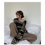 UUS Naiste punk-gooti triibulised pikkade varrukatega avara lapiga kampsun Hip Hop Retro Oversize Pullover vabaaja kootud džemprid One Size must