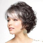 Lady l&uuml;hikesed segatud mustad h&otilde;behallid s&uuml;nteetilised parukad koos tukkidega mummulisele soengule Naiste igap&auml;evased Cosplay kuumuskindlad kiudparukad juustele must hall v&auml;rv