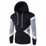Meeste Pullover Kapuutsiga Patchwork V&auml;rvilised ribid Riided Pikad varrukad Meeste Pusad Must Sinine Spring Fall Plus Size dressipluus L must
