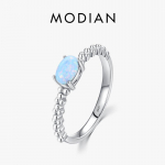 MODIAN 925 Sterling h&otilde;bedased naturaalsed ovaalsed opaalid, originaalse disainiga s&otilde;rmes&otilde;rmused naistele Mood peened ehete aksessuaarid 5 h&otilde;be