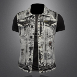 Uus isikup&auml;rastatud Snowflake Wash Denim Vest Slim Fit meeste jaoks 3XL