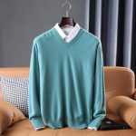 Meeste kampsun, 100% villane talv trikotaaž Pullover S&uuml;giskampsun Meeste Ka&scaron;miirkampsunid Kootud pikkade varrukatega top S roheline